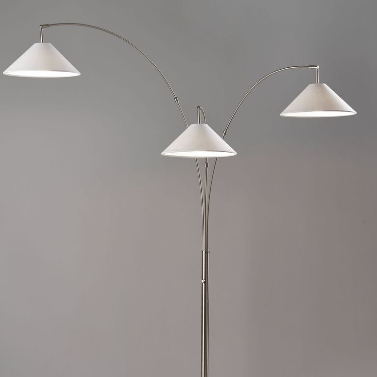 Braxton Metal 3 Light Cone Shade Adjustable Arc Floor Lamp image number 2