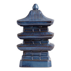 Pagoda Blue Reactive Glaze Ceramic Cookie Jar