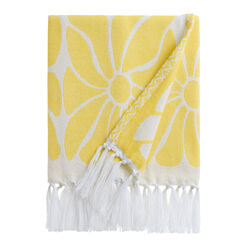 Shona Mustard Floral Tile Beach Towel
