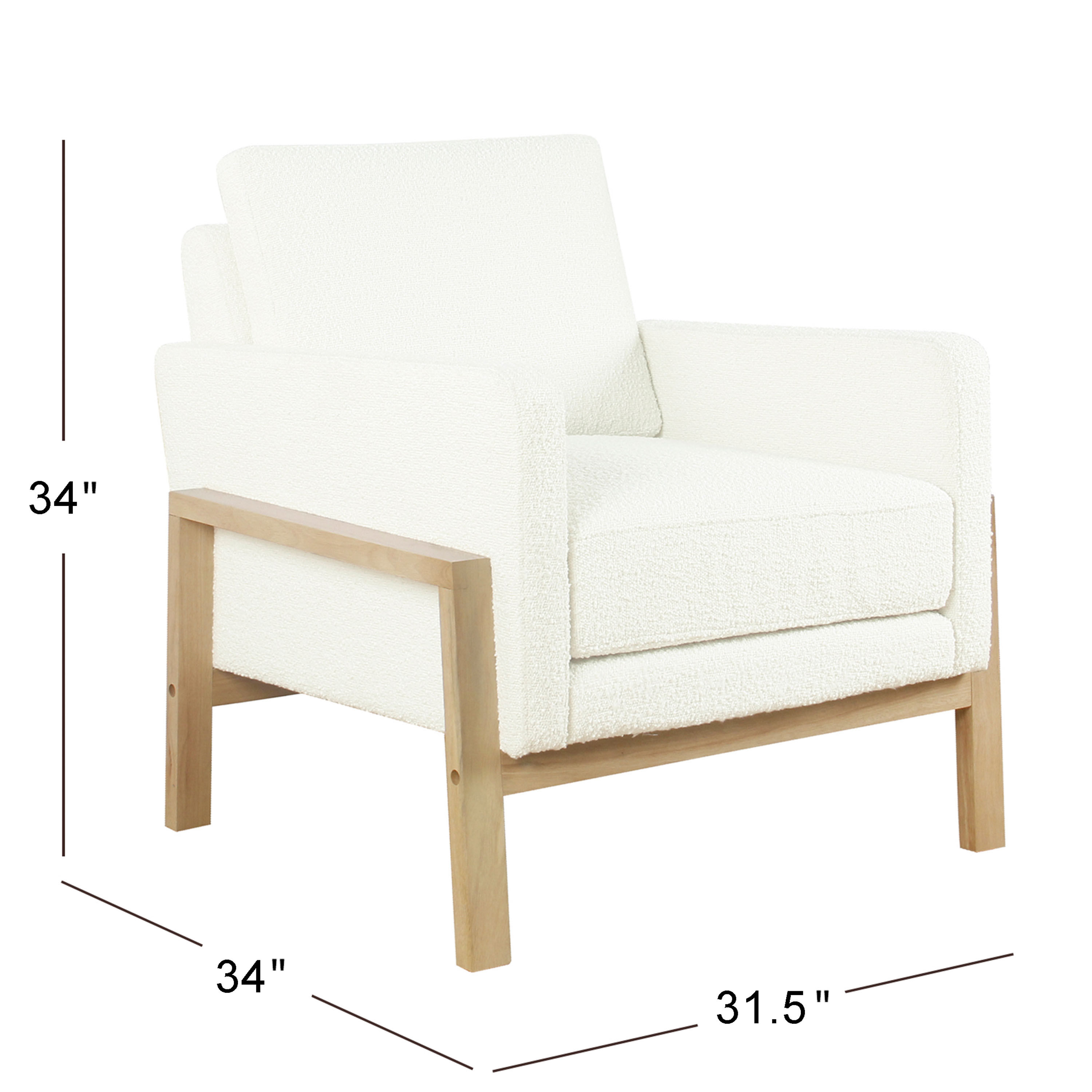 Arthur Cream Boucle Exposed Wood Upholstered Chair World Market