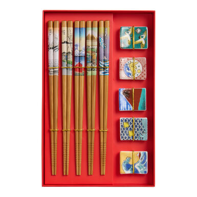 Japanese Artwork Chopstick and Rest Gift Set Japanese Artwork Chopstick and Rest Gift Set