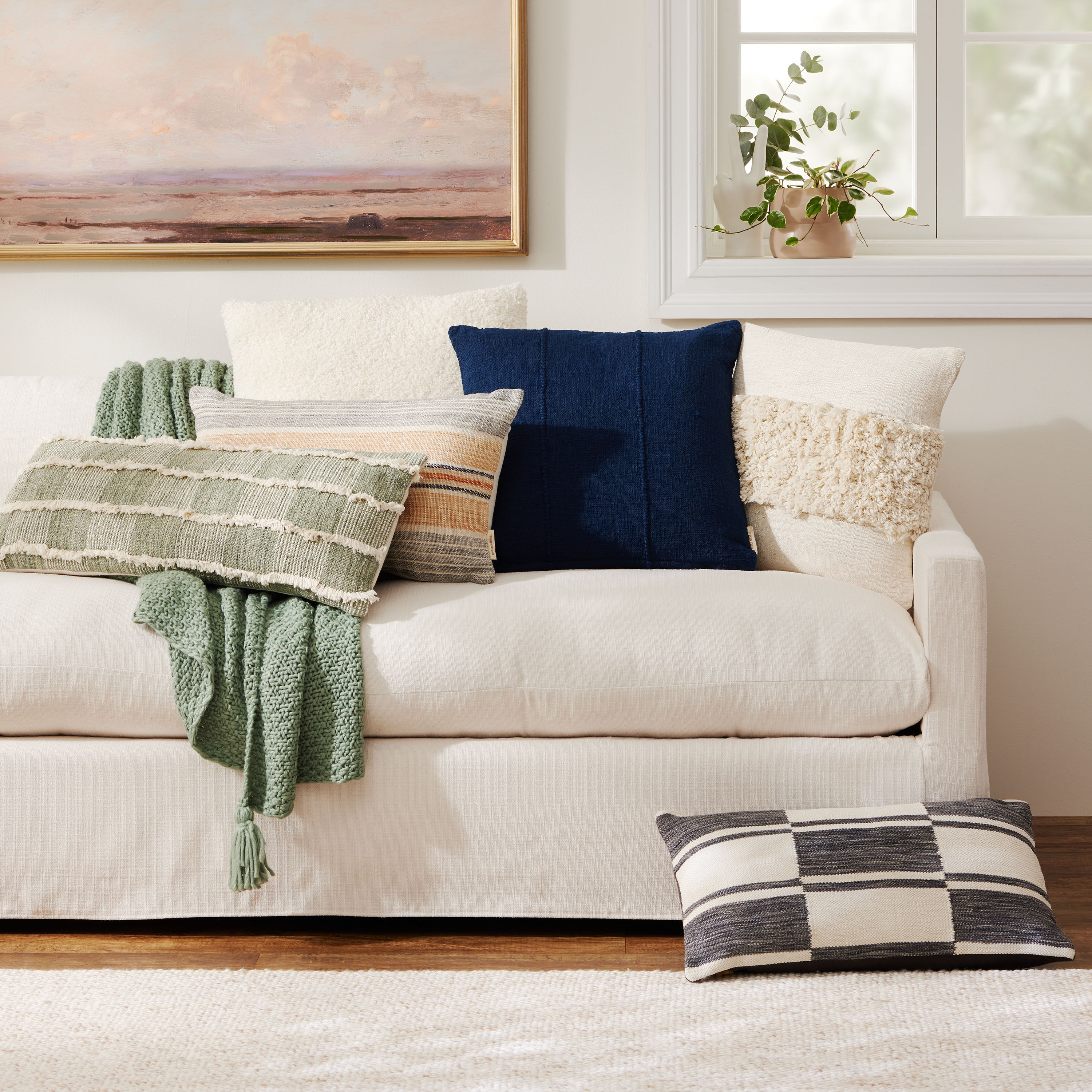 Shaggy Tufted Stripe Indoor Outdoor Throw Pillow World Market