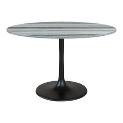 Bowman Gray Marble Top and Black Tulip Dining Table