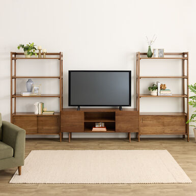 Dane Modular 60 Inch Media Wall System with Cabinet Bookshelves 3 Piece Set Dane Modular 60 Inch Media Wall System with Cabinet Bookshelves 3 Piece Set