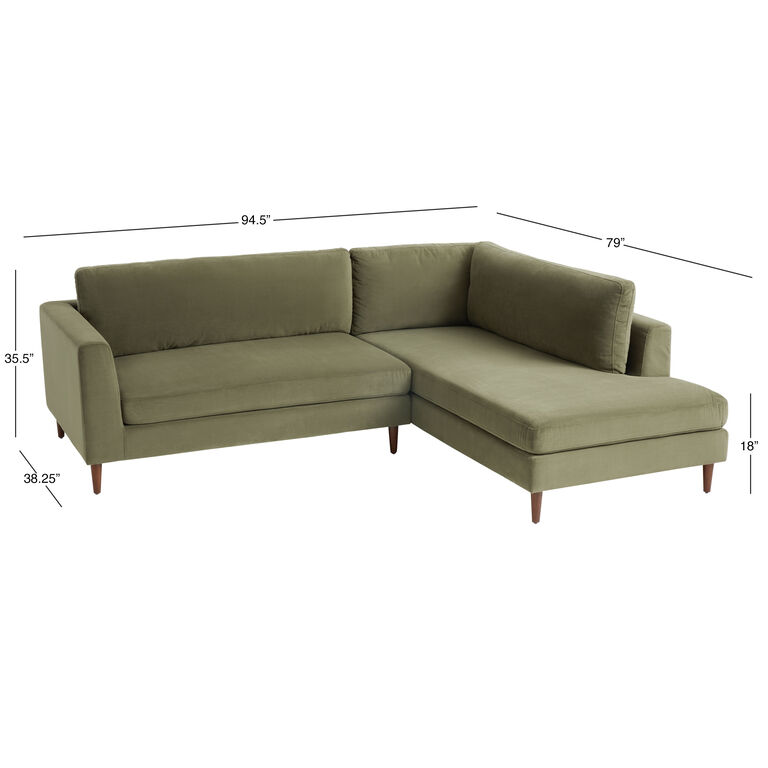 Camile Velvet Right Facing Sectional Sofa by World Market
