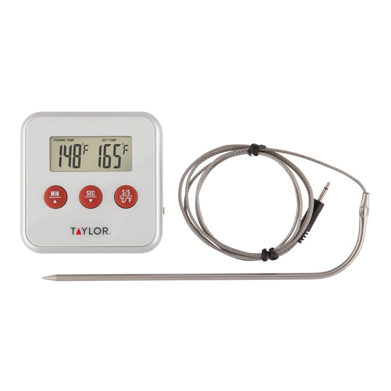 Oven Thermometer, With Meat Probe & Timer, Digital, Magnetic, 2