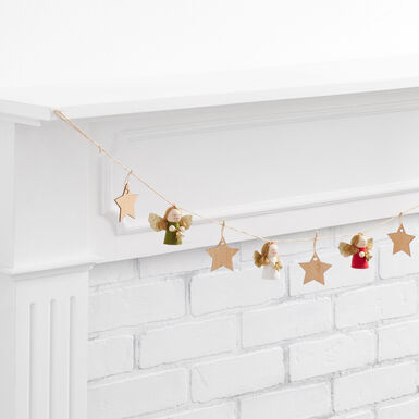 Mini Wood Angel and Star Garland Mini Wood Angel and Star Garland