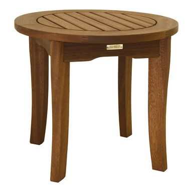 La Selva Umber Brown Slatted Eucalyptus Wood End Table La Selva Umber Brown Slatted Eucalyptus Wood End Table