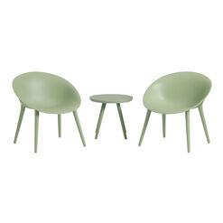 Mactan Green Molded Plastic 3 Piece Outdoor Furniture Set