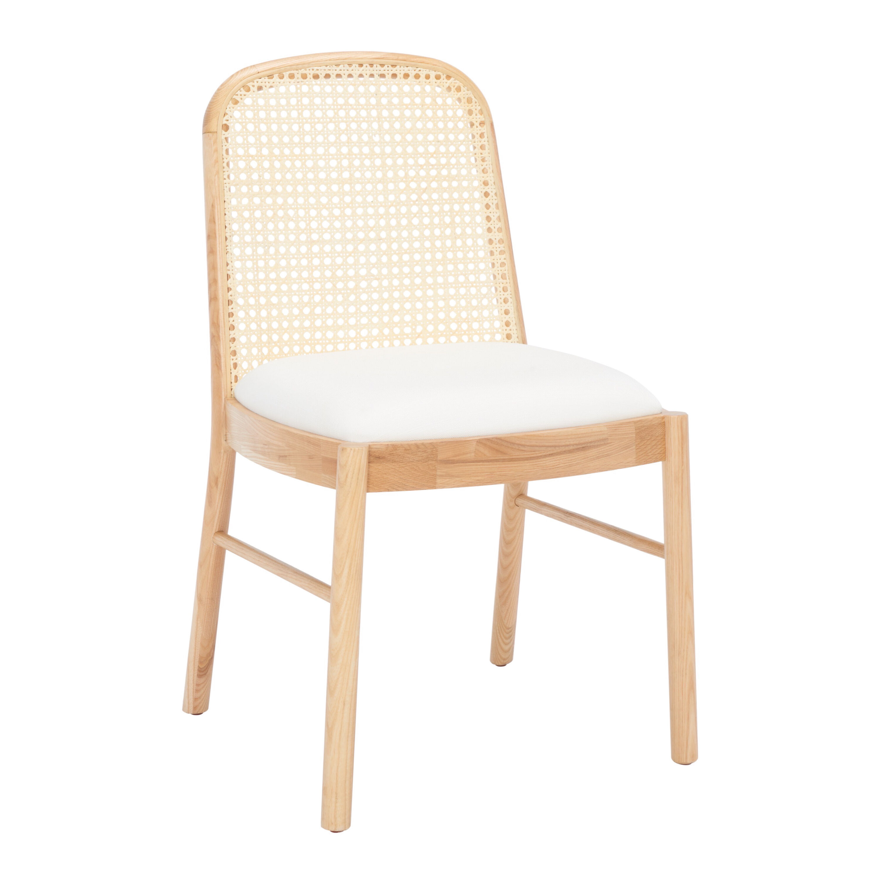 Natural Ansil Ash Wood And Cane Upholstered Dining Chair 2 Piece Set