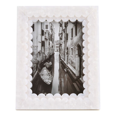 Iridescent White Resin Double Scallop Picture Frame Iridescent White Resin Double Scallop Picture Frame