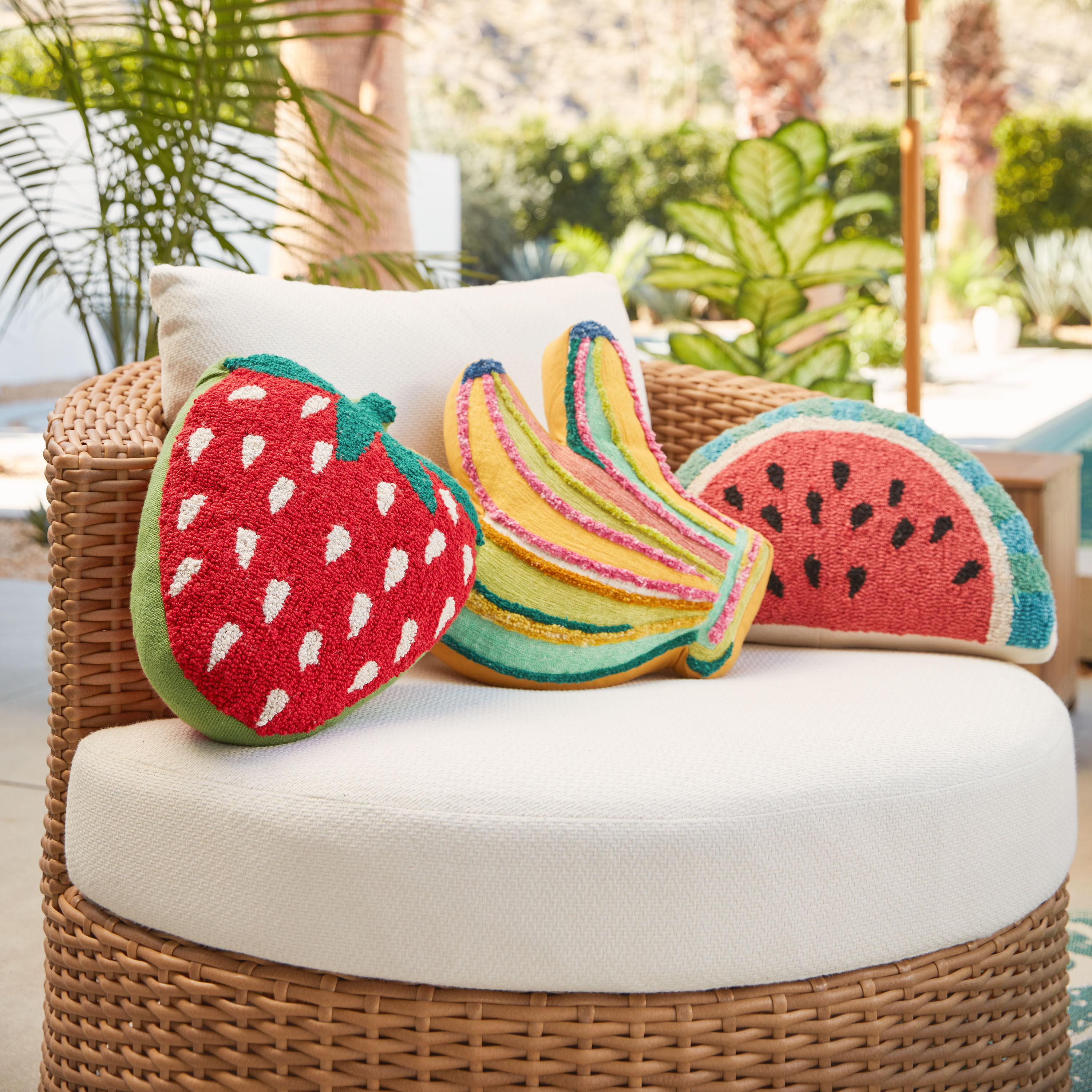 Multi Banana Bunch Shaped Indoor Outdoor Throw Pillow World Market