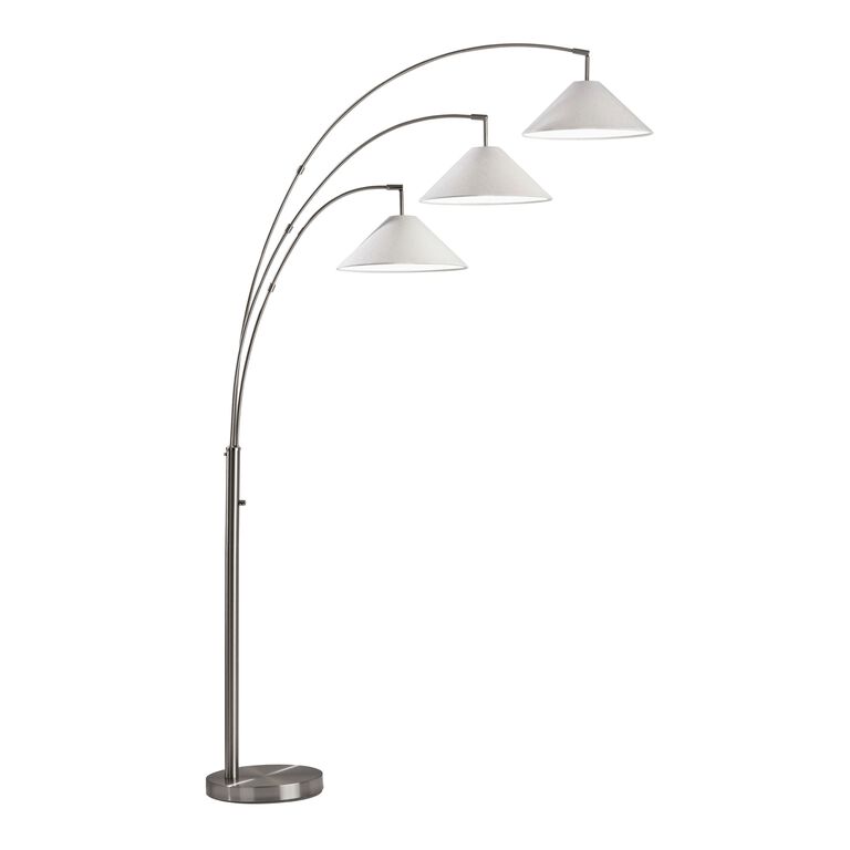 Braxton Metal 3 Light Cone Shade Adjustable Arc Floor Lamp image number 1