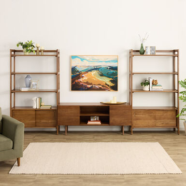 Dane Modular 60 Inch Media Wall System with Cabinet Bookshelves 3 Piece Set Dane Modular 60 Inch Media Wall System with Cabinet Bookshelves 3 Piece Set