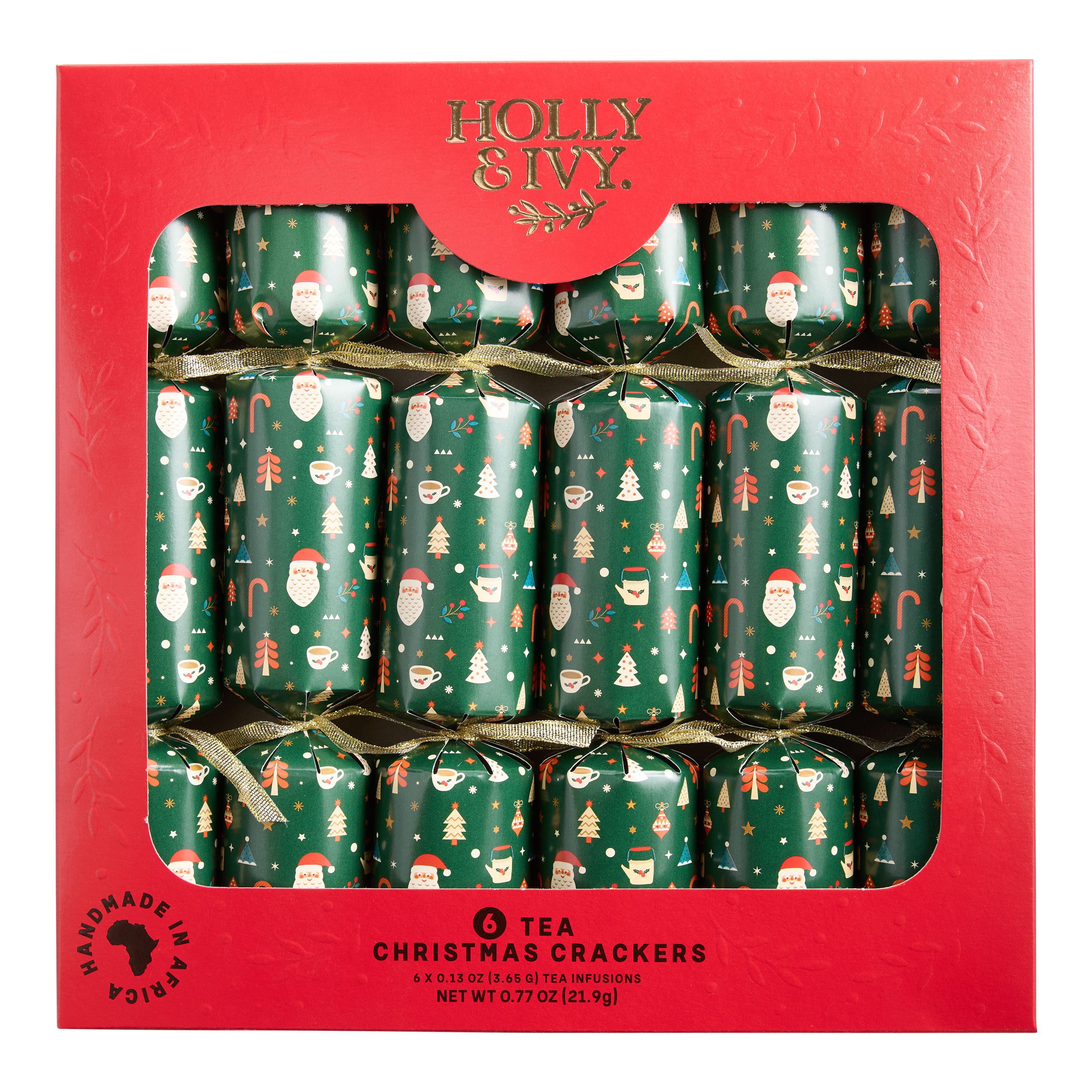 Holly and Ivy Tea Christmas Crackers 6 Count image number 2
