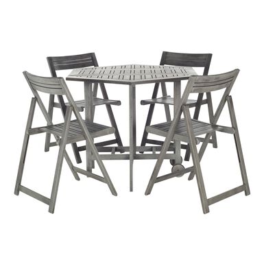Holcut Graywash Hexagon 5 Piece Folding Outdoor Dining Set Holcut Graywash Hexagon 5 Piece Folding Outdoor Dining Set