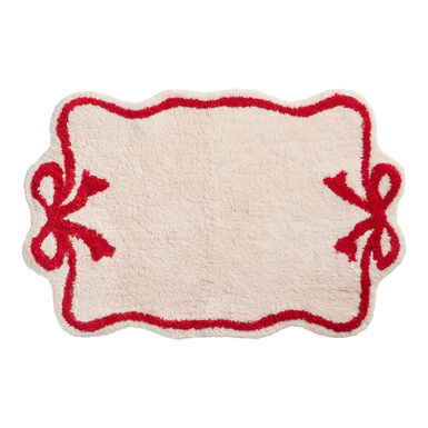 Red and Ivory Bow Tufted Bath Mat Red and Ivory Bow Tufted Bath Mat