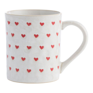 White and Red Debossed Heart Reactive Glaze Ceramic Mug White and Red Debossed Heart Reactive Glaze Ceramic Mug