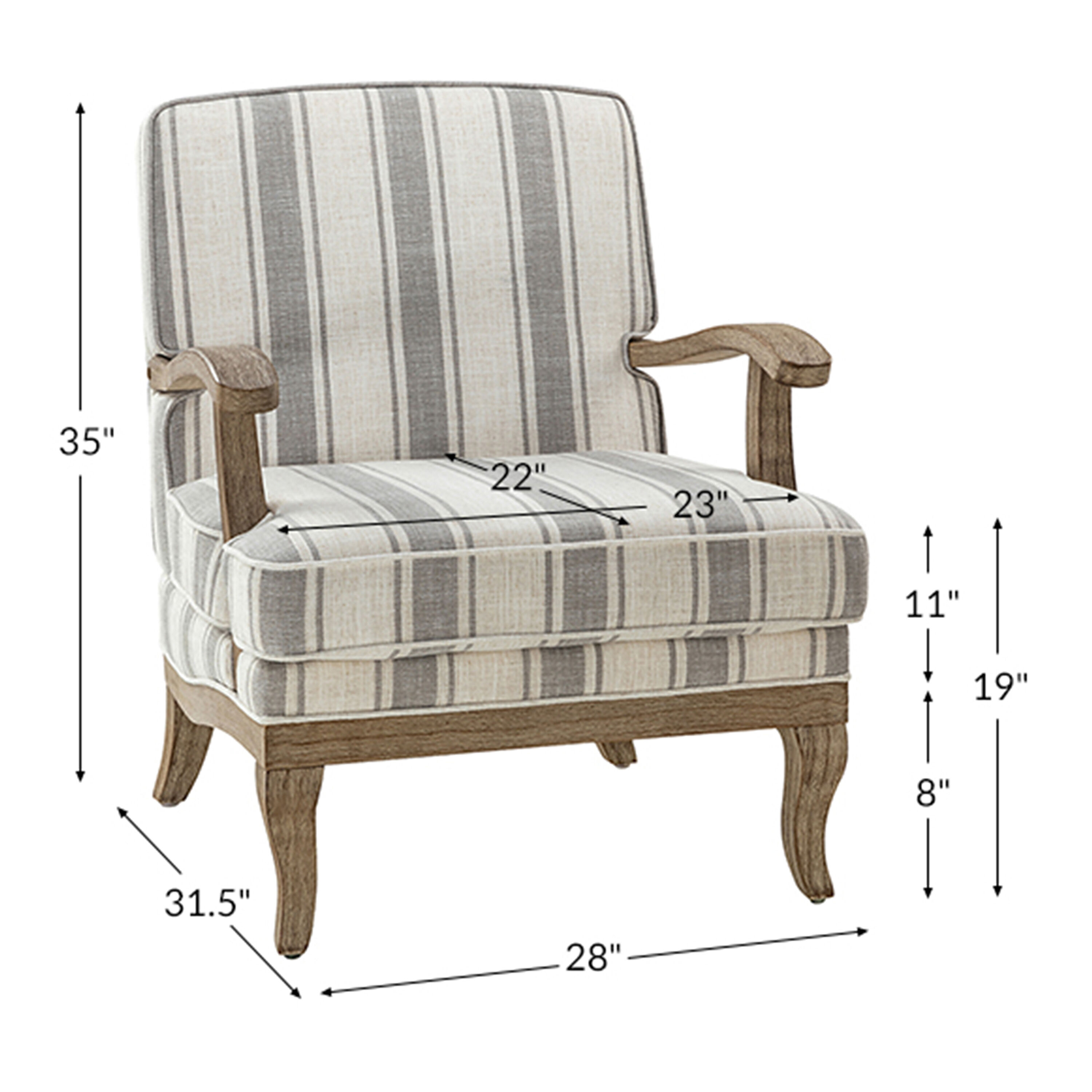Whitecross Gray and White Stripe Farmhouse Upholstered Chair World Market