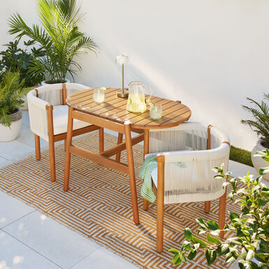 Monterey Bay Wood and Rope Nesting 3 Piece Outdoor Dining Set Monterey Bay Wood and Rope Nesting 3 Piece Outdoor Dining Set