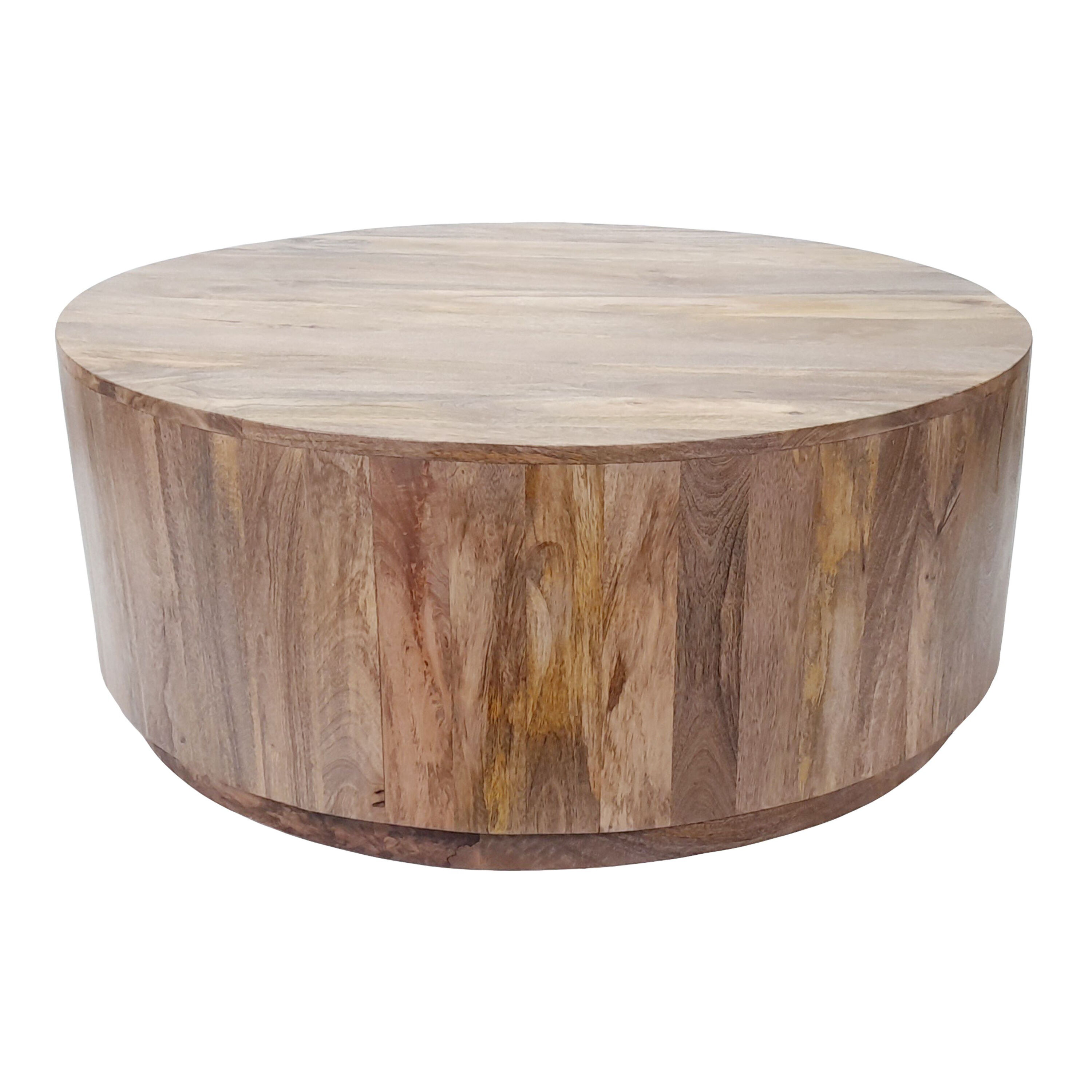 Wood block coffee table best sale round