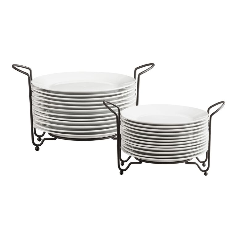 Porcelain Plates With Stacking Rack 12 Piece Set image number 1