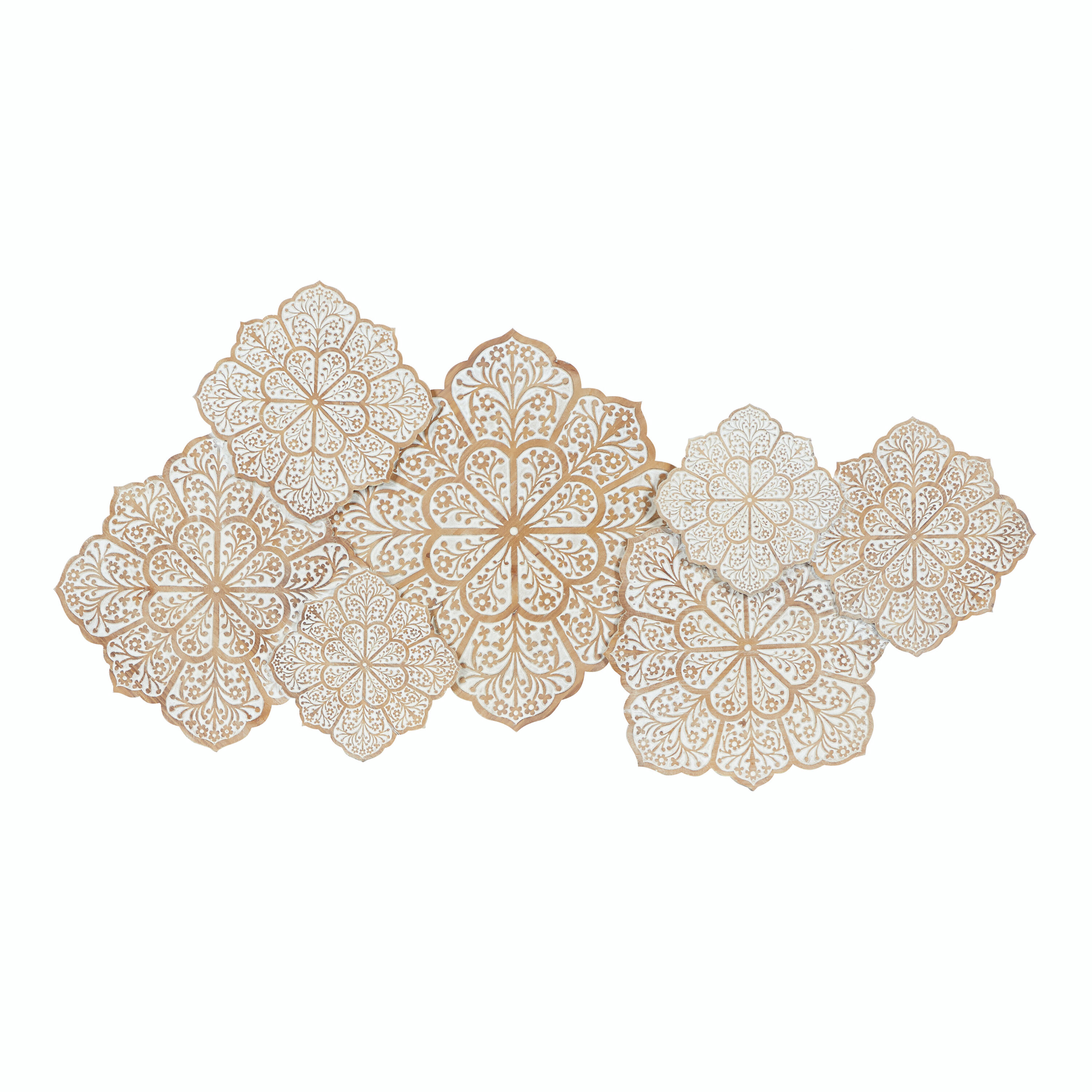 Whitewash Wood Abstract Floral Wall Decor image number 0