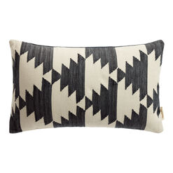 Black And Ivory Geometric Indoor Outdoor Lumbar Pillow