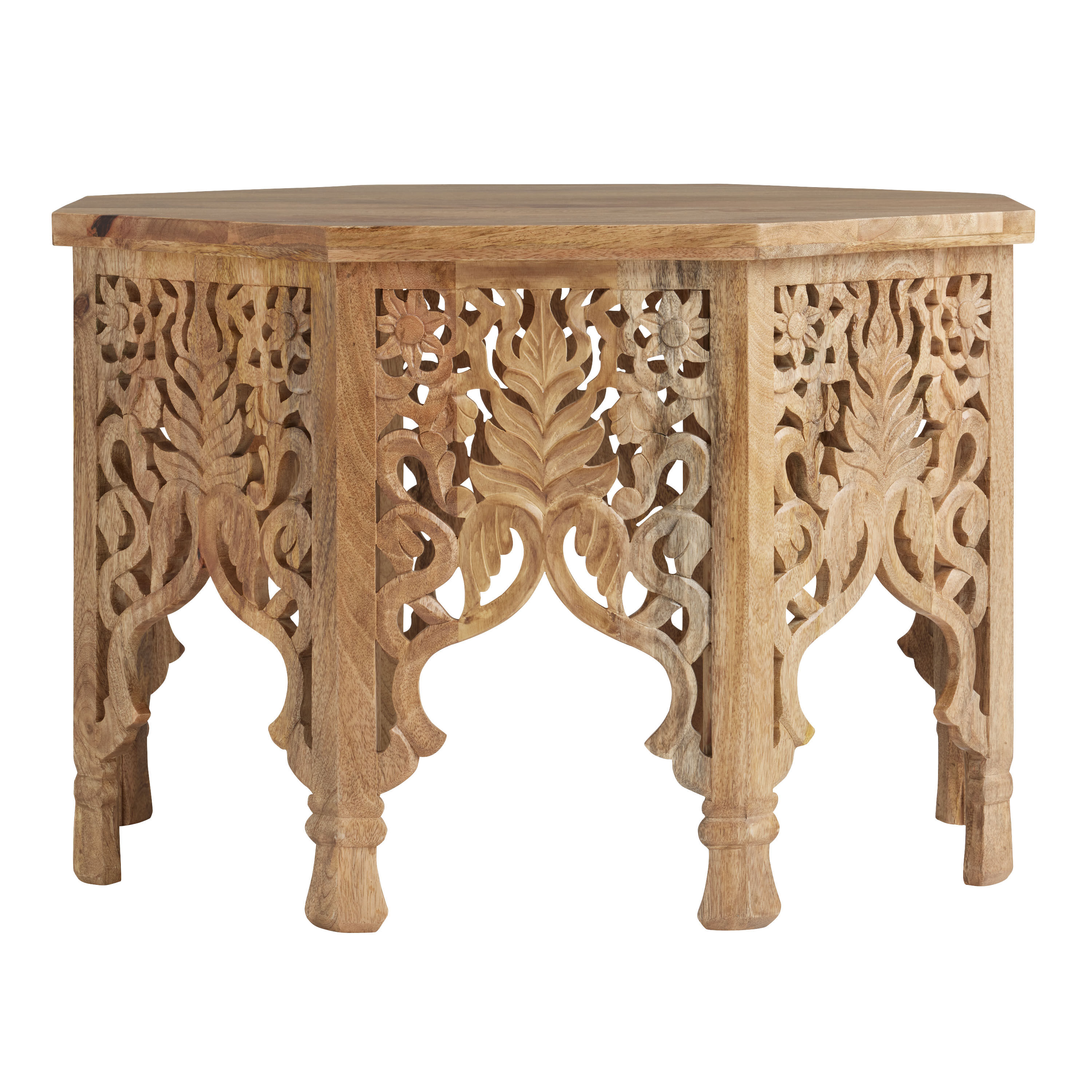 Hand carved discount wood end tables
