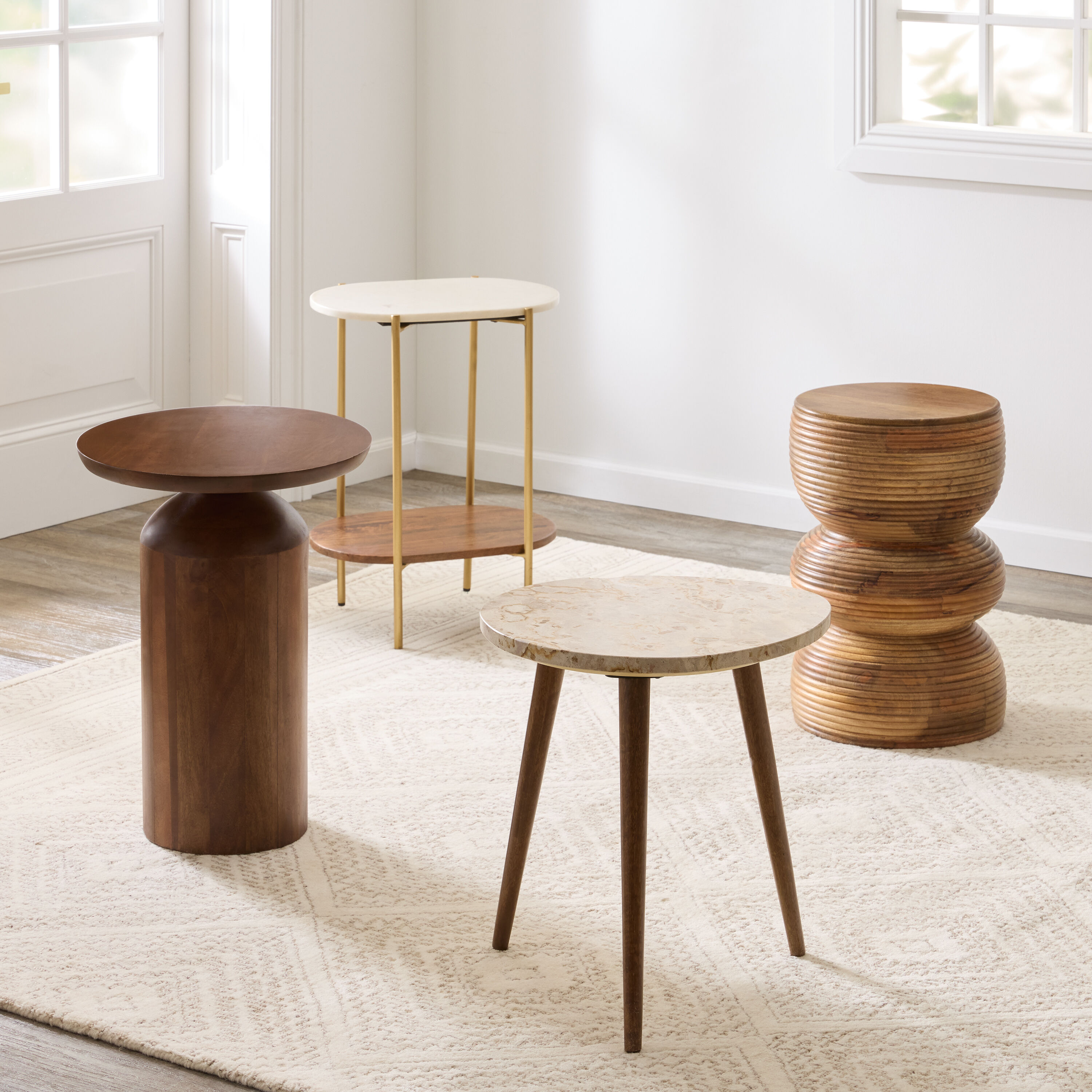 Renzo Rounded Leopard Stone and Wood End Table - World Market Renzo Rounded Leopard Stone and Wood End Table - World Market