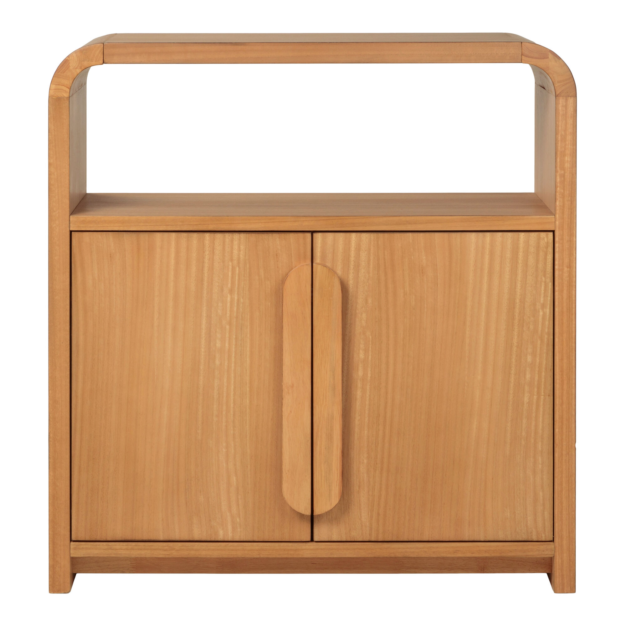 Hollins Wood Curved Bar with Open Shelf World Market