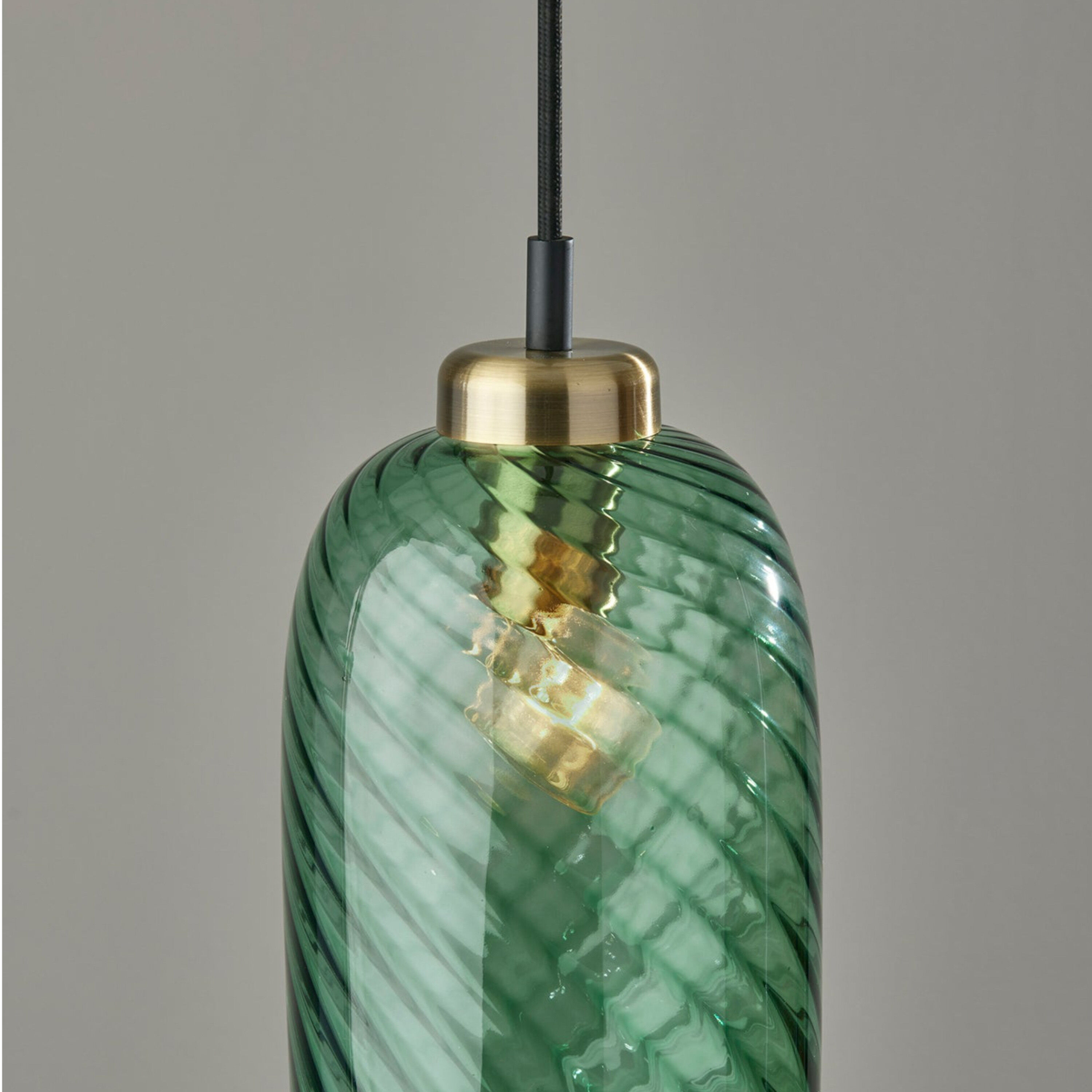Darcie Emerald Green Glass Cylinder and Brass Pendant Lamp by World Market 57009614
