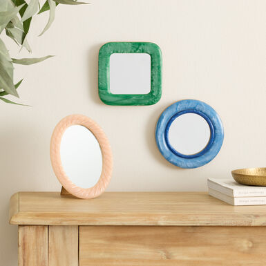 Oval Pale Pink Resin Braided Mini Wall Mirror Oval Pale Pink Resin Braided Mini Wall Mirror