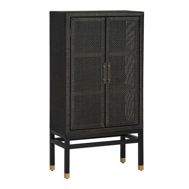 Emilion Tall Mahogany Wood and Rattan Cane Storage Cabinet Emilion Tall Mahogany Wood and Rattan Cane Storage Cabinet