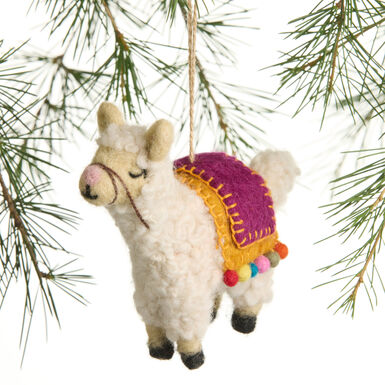 Wool Llama with Bright Blanket Ornament Wool Llama with Bright Blanket Ornament