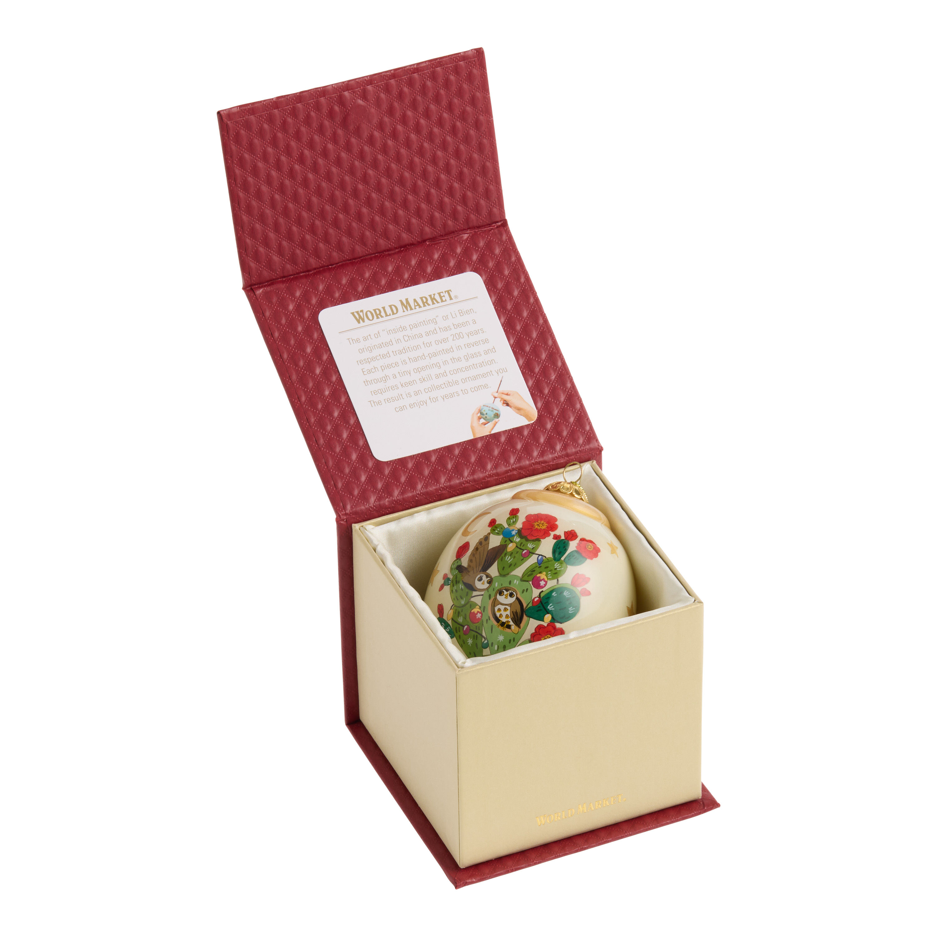 Li Bien Owls and Cactus Classic 2024 Glass Teardrop Ornament image number 2