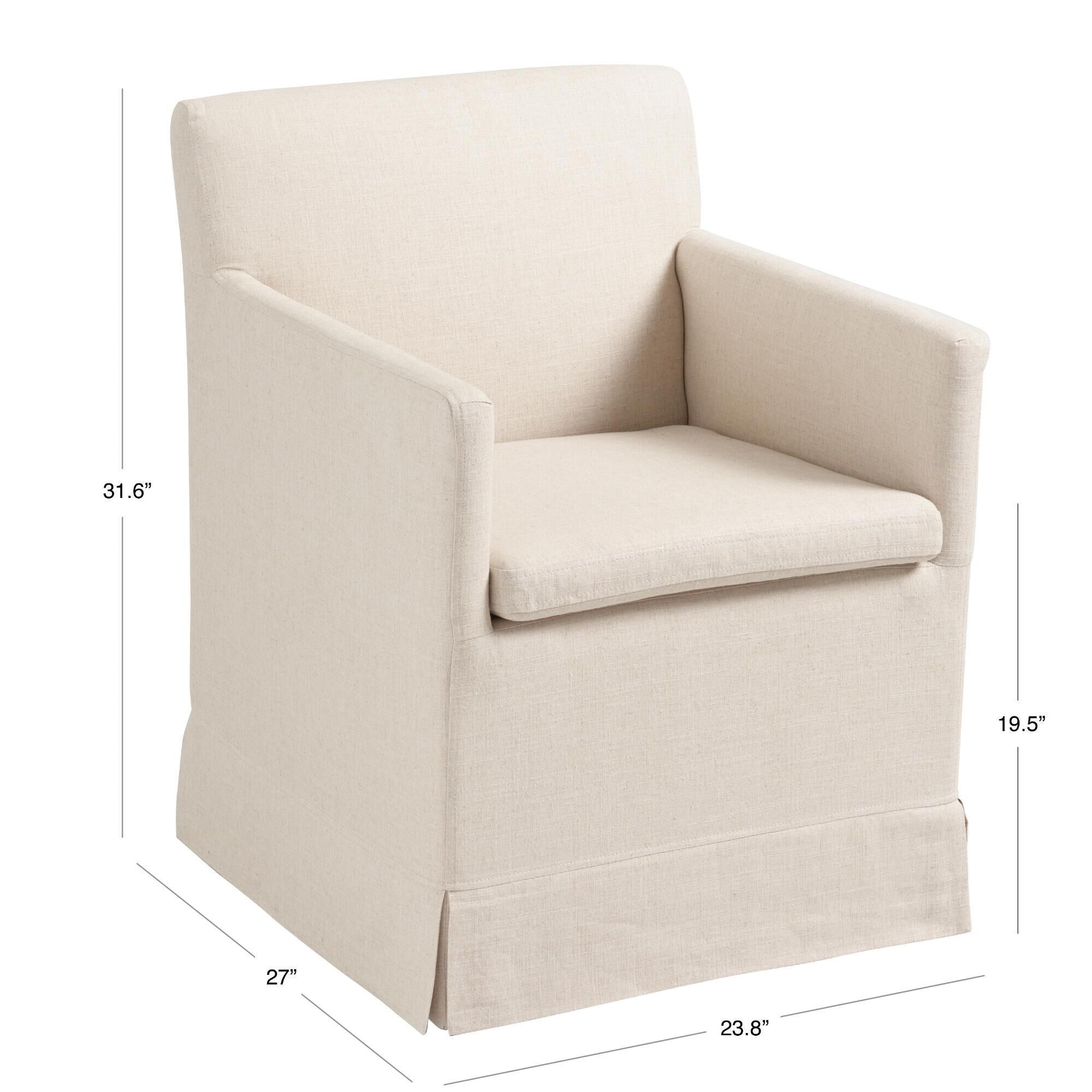 Upholstered dining chairs on sale with arms and casters