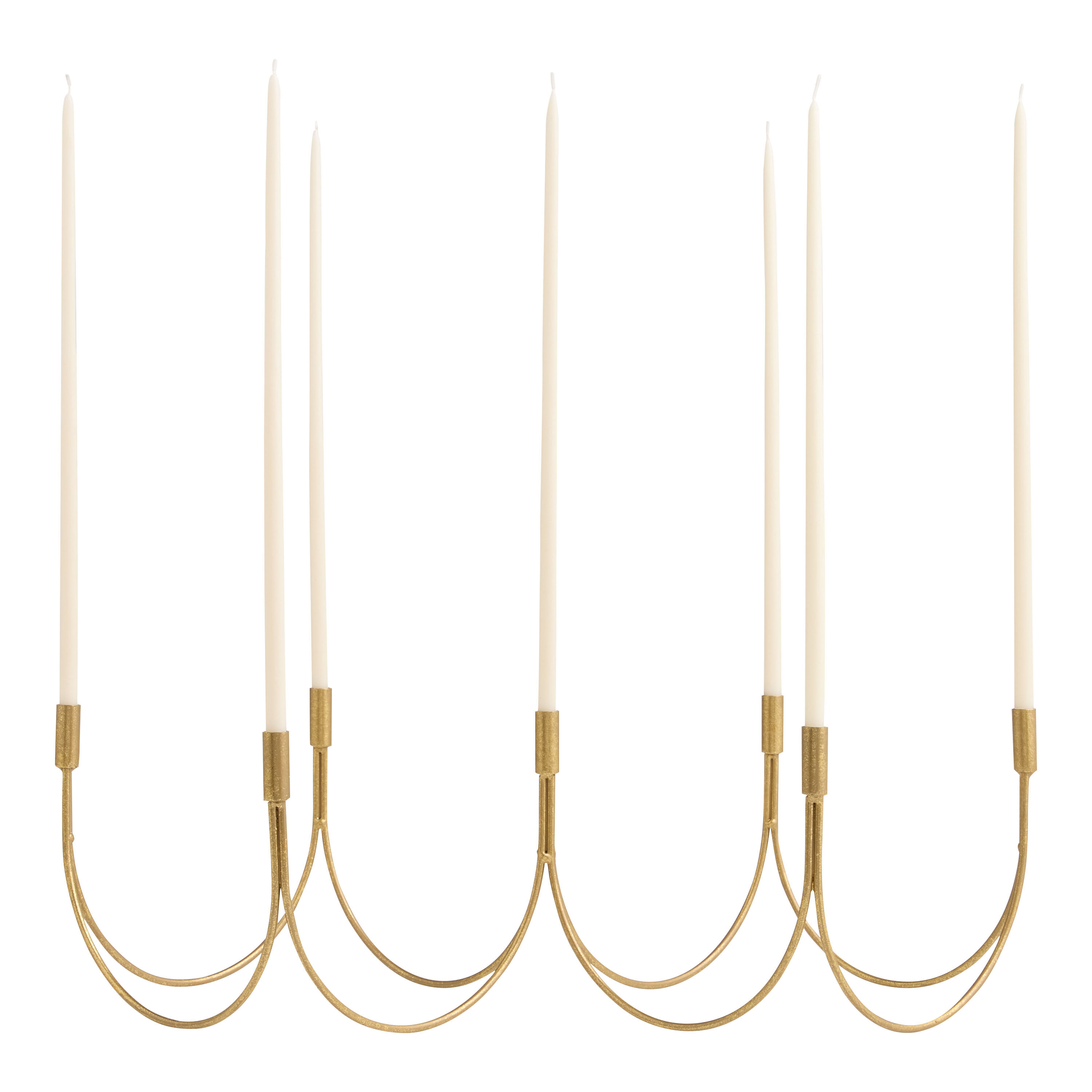 Brushed Gold Metal Narrow Taper Candelabra