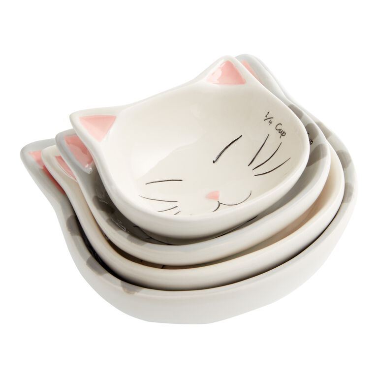 Gray Ceramic Cat Nesting Measuring Cups image number 1