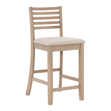 Carson Graywash Wood Ladder Back Upholstered Counter Stool Carson Graywash Wood Ladder Back Upholstered Counter Stool