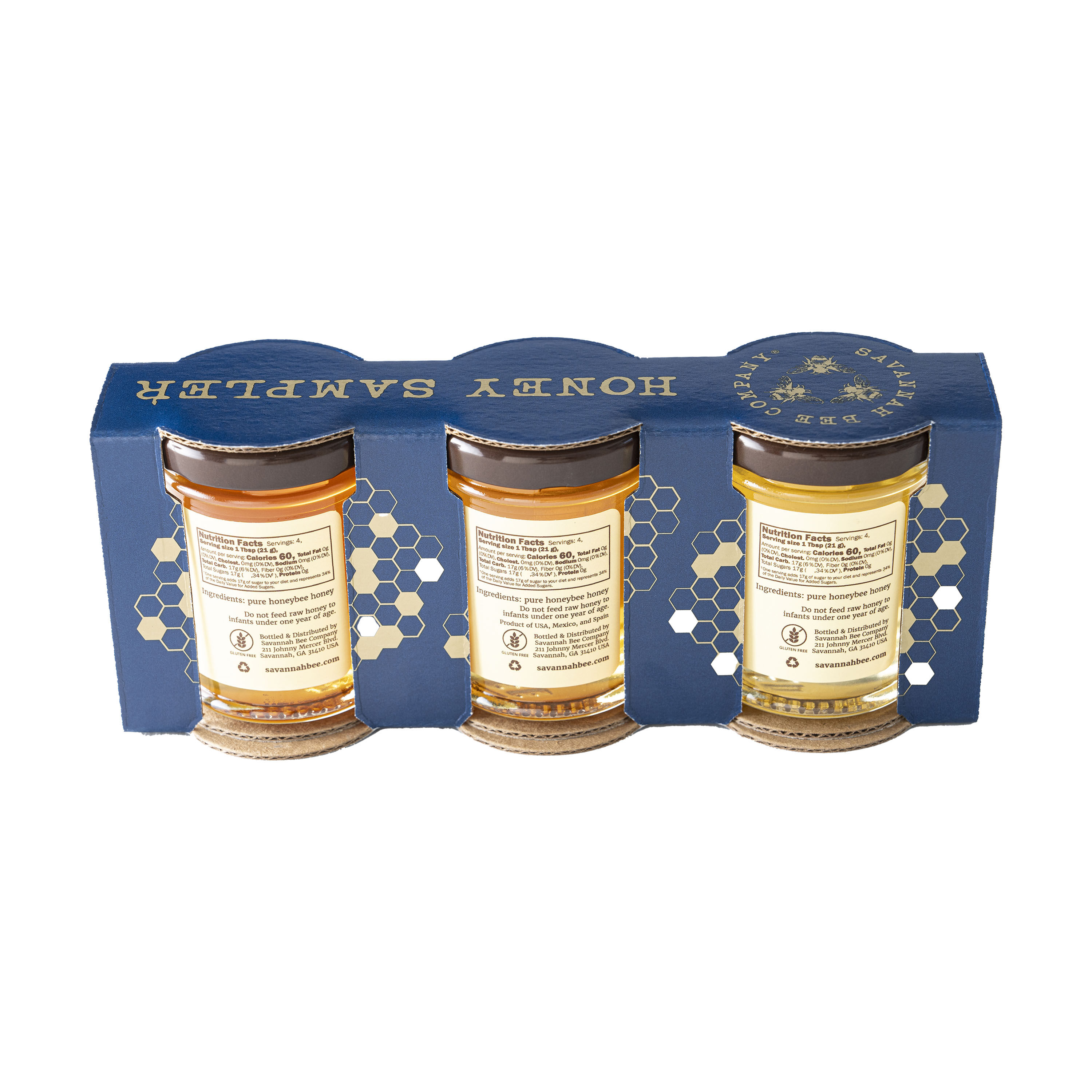 Savannah Bee Mini Artisanal Honey Sampler 3 Piece Gift Set - World