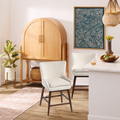 Elodie White Wingback Upholstered Counter Stool Elodie White Wingback Upholstered Counter Stool