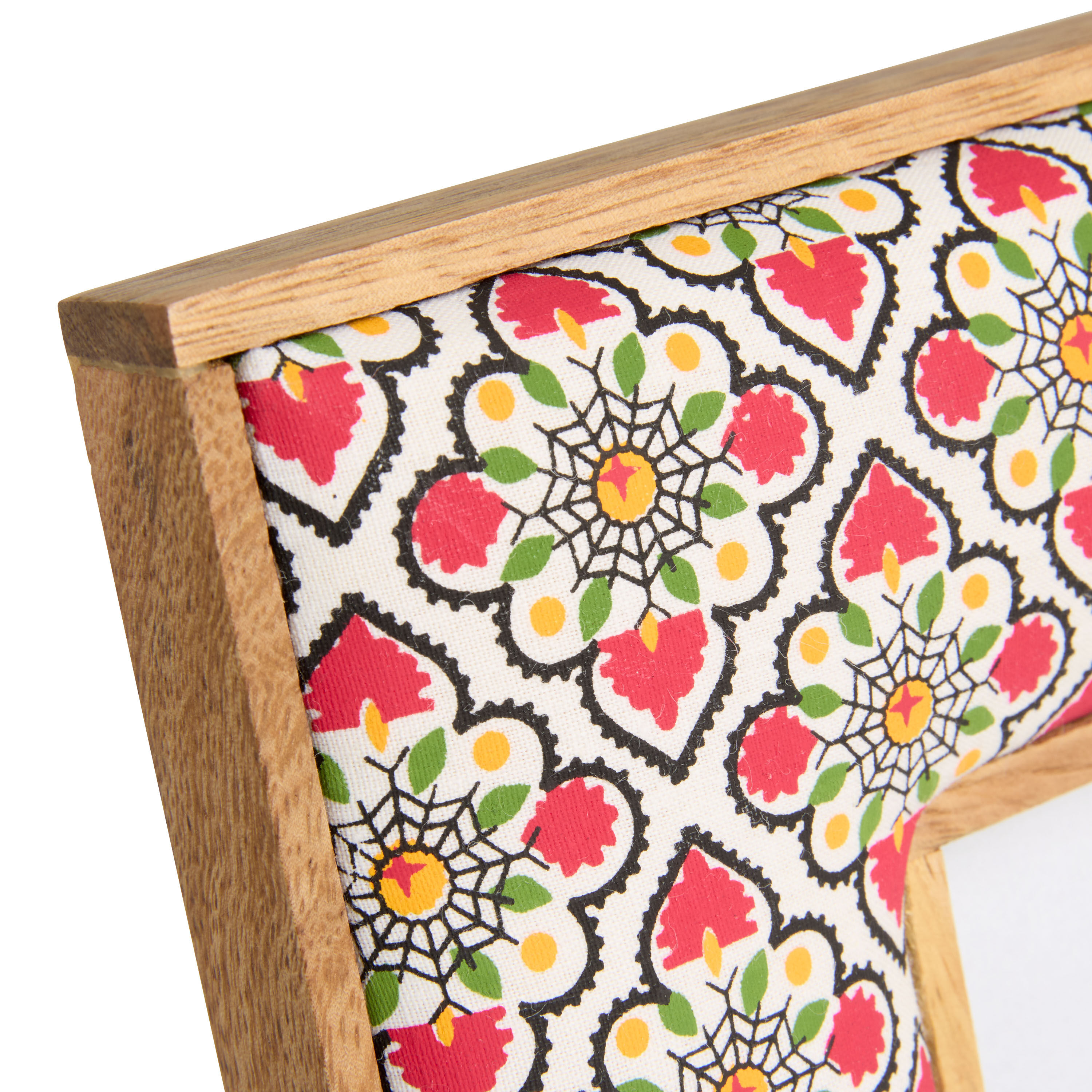 Square Slate and Fuchsia Fabric Block Print Picture Frame image number 2