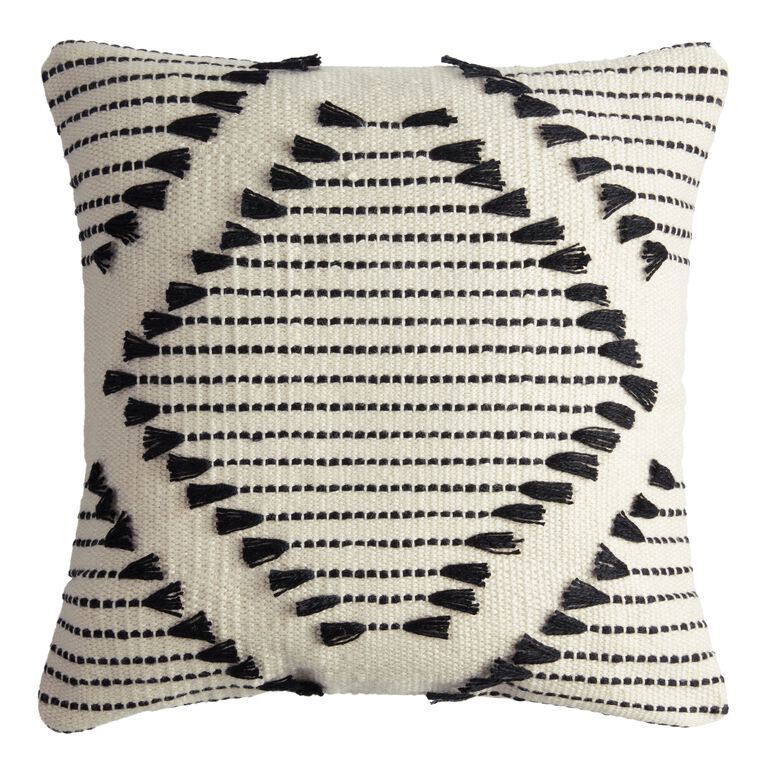 Black and White Dhurrie Weave Floor Cushion by World Market