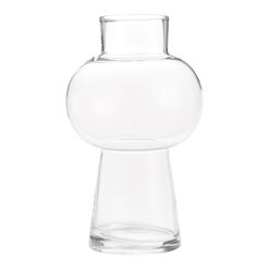 Clear Glass Pedestal Bulb Vase