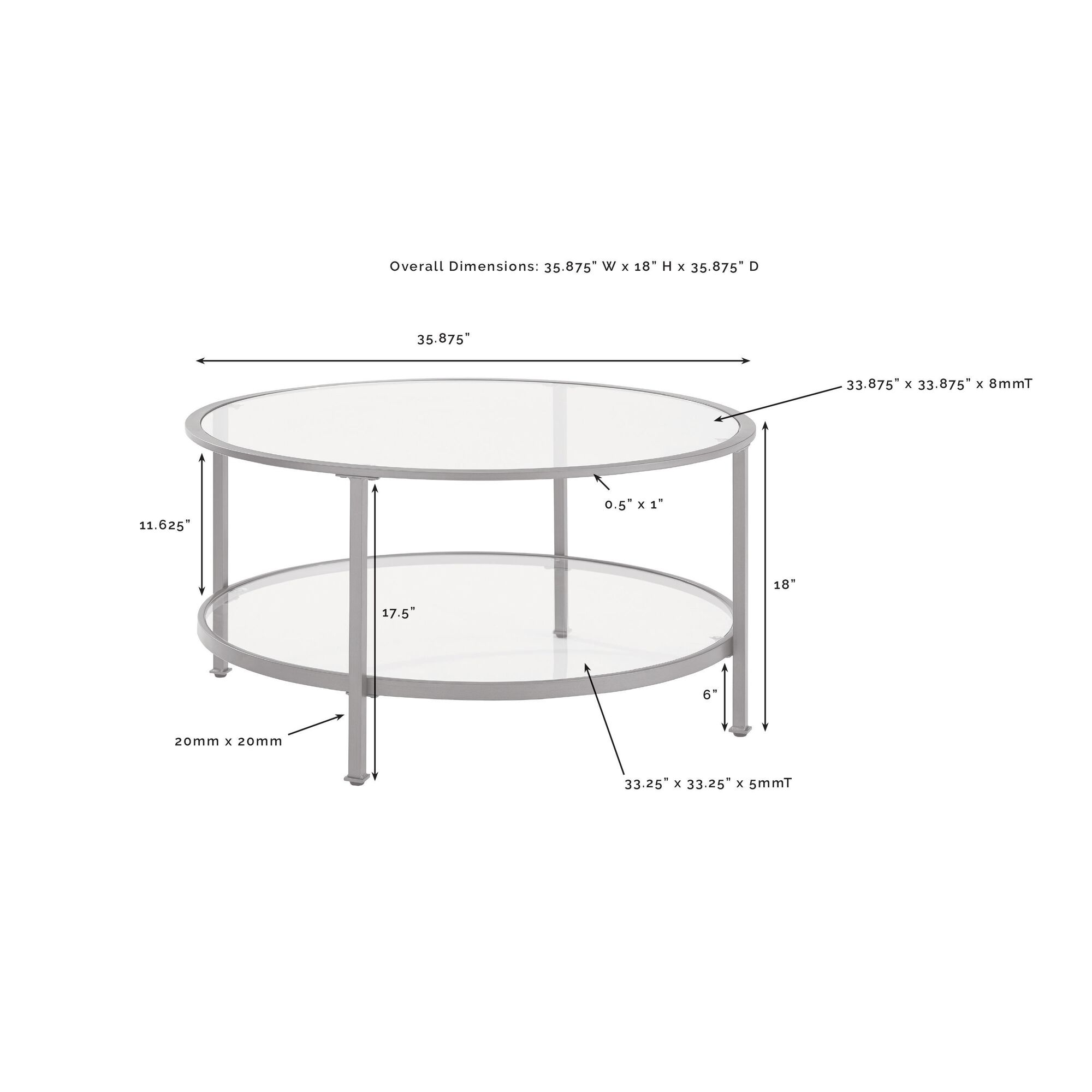 Milayan Round Metal and Glass Coffee Table With Shelf - World Market