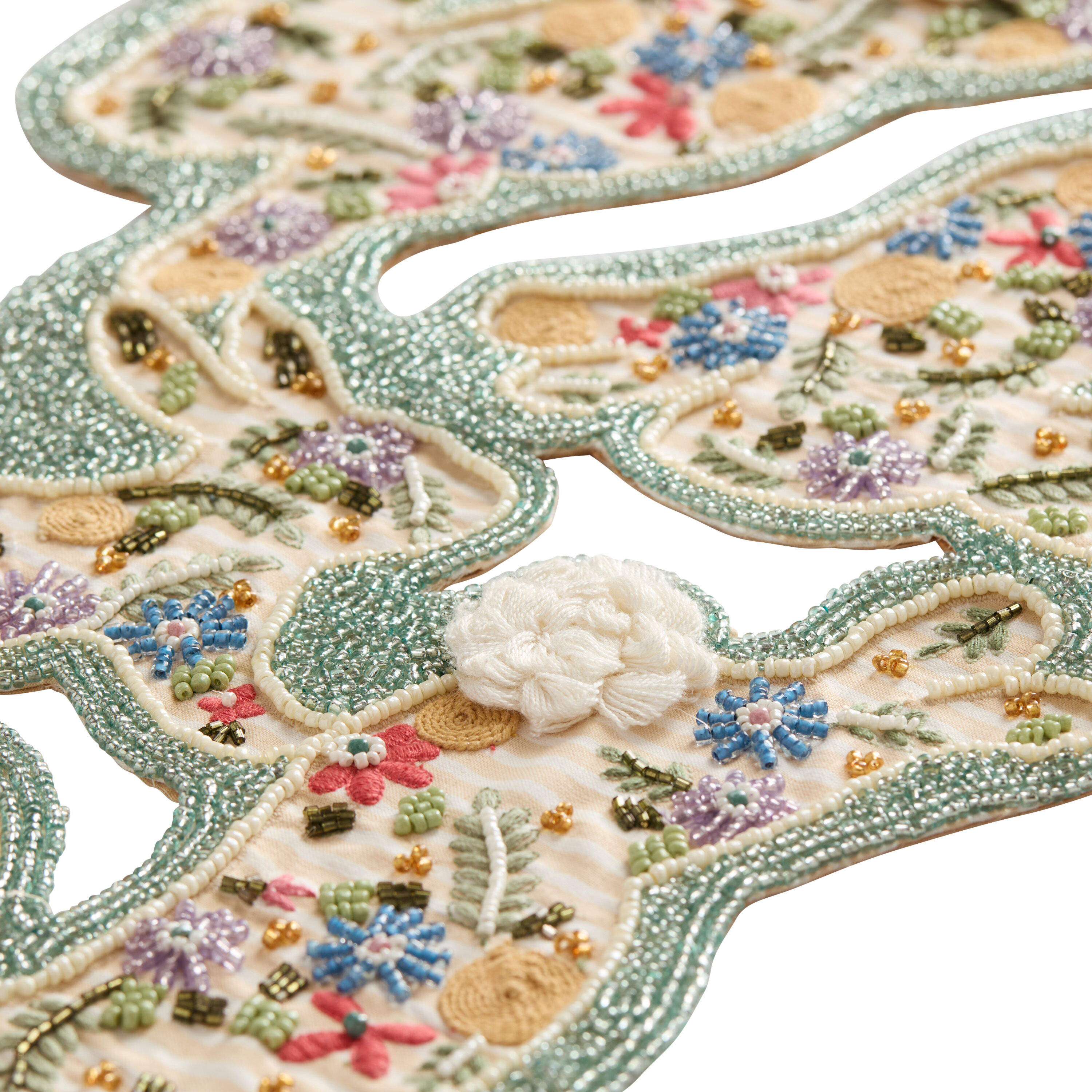 Aqua Easter Bunny Embroidered Beaded Table Runner image number 1