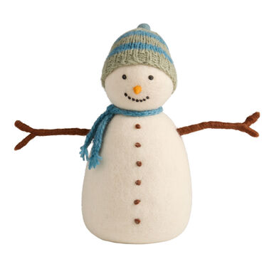 Wool Snowman with Knit Cap Decor Wool Snowman with Knit Cap Decor