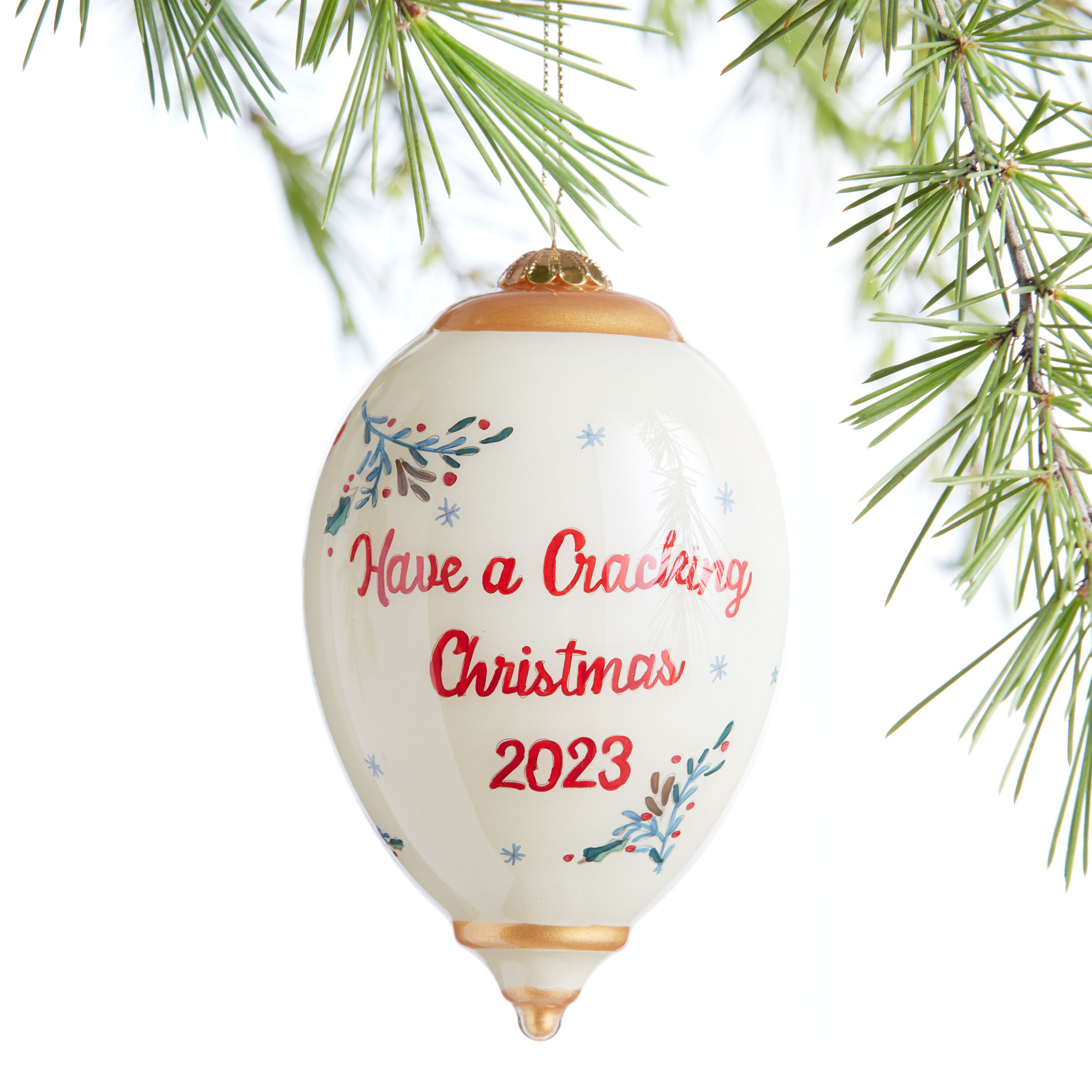 Li Bien Cracking Christmas 2023 Glass Teardrop Ornament image number 1