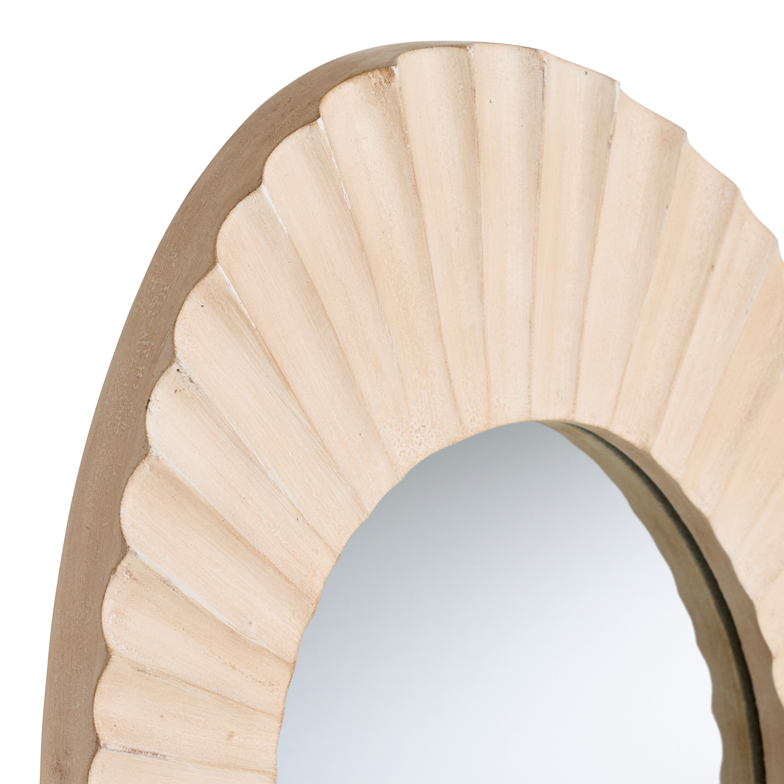 Oval Whitewash Organic Carved Wall Mirror image number 2